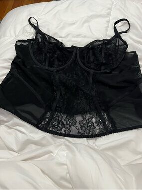 Black Lace Longline Underwire Bustier Bra